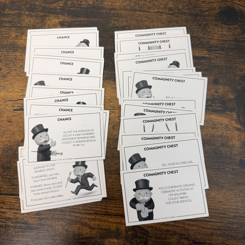Hasbro Monopoly Millionaire Replacement Game Parts 2013 Chance Community Chest
